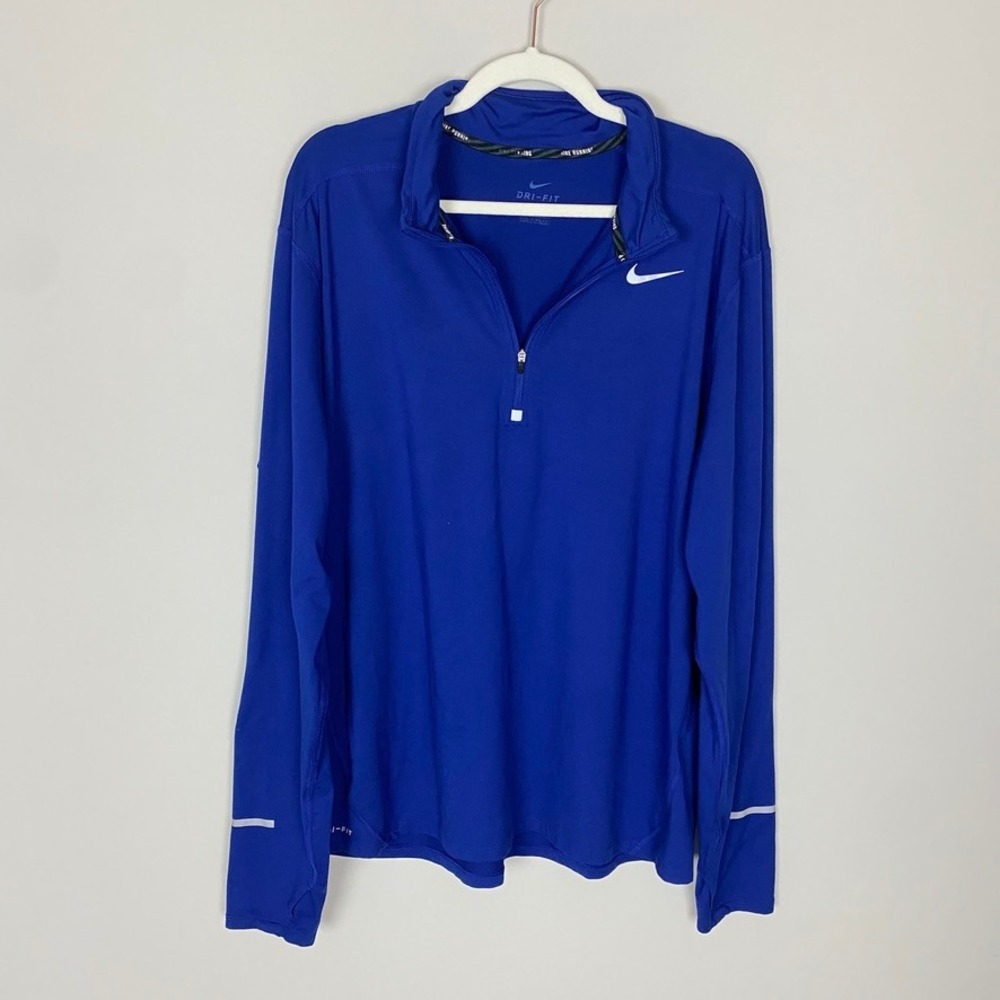 Nike Dri Fit Element Half Zip Pullover Mens XL Blue Long Sleeve Running Athletic